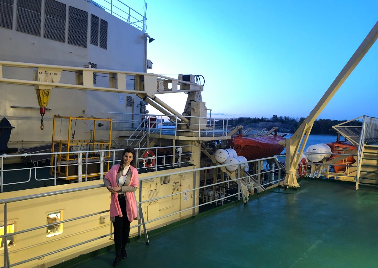 Isabelle-Constance Opalinski aboard the icebreaker Sisu